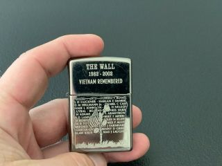 Vintage 2007 " The Wall " 1982 - 2002 Vietnam Remembered Zippo Lighter