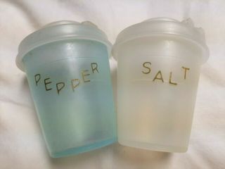 Vintage Tupperware Atomic Salt and Pepper Set with Stand 2