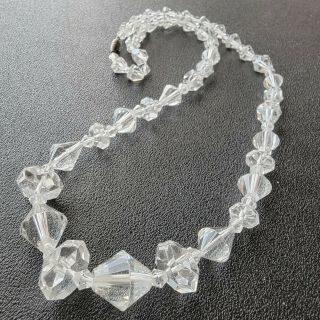 Vintage Art Deco Czech Glass Crystal Graduated Bead Necklace 970