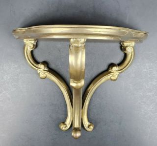 Vintage Very Heavy Solid Brass 12 " Hanging Wall Shelf Vgc