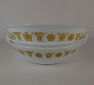 Set Of 3 Vintage Corelle Butterfly Gold Serving Bowls 8.  5 "