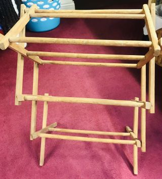 Vintage Small Child’s Play Wood Clothes Drying Rack Folding 23.  5”x15”x8.  5”