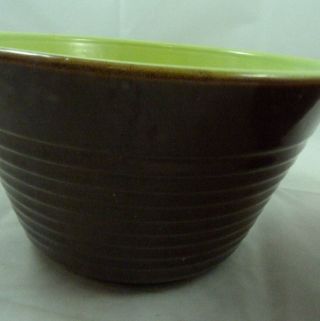 Vintage Brown Lime Green Watt Ovenware Mixing Bowl Set Of Two Usa 8 & 9