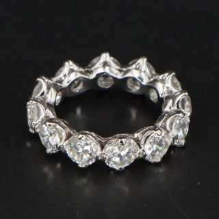 Vtg Sterling Silver - 6mm Round - Cut Cz Eternity Band Ring Size 6 - 5g