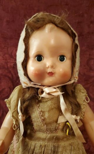 Vintage England Roddy Walker Hard Plastic Doll In Dress Sleep Eyes Cute