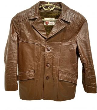 Vintage Sears The Leather Shop Brown Jacket Men’s Button Coat Size 40 Regular