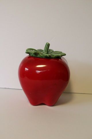 Mccoy Vintage Cookie Jar Red Apple Canister Container