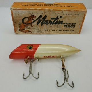 Vintage Martin Wood Salmon Plug & Box Pearl Pink 4 1/2 "