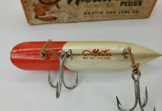 Vintage Martin Wood Salmon Plug & Box Pearl Pink 4 1/2 