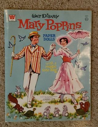 Vintage Walt Disney Mary Poppins 1974 Paper Doll Set Whitman Carpetbag