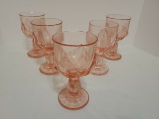 Vintage Set Of 5 Tiffin Franciscan Cabaret Pink Glass Goblet 6 "