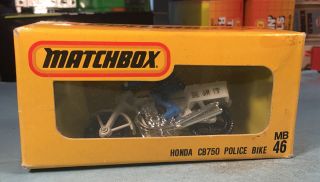Vintage Matchbox Japan Mb46 Honda Cb750 Police Bike In Package