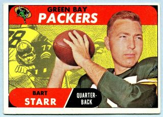 Vintage - 1968 - Topps - Bart Starr - Green Bay Packers - No.  1 - Hof