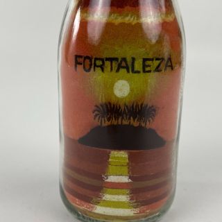 Vintage Sand Art Bottle Fortaleza Brazil Sunset Tropical Scene Palm Trees 2000 2
