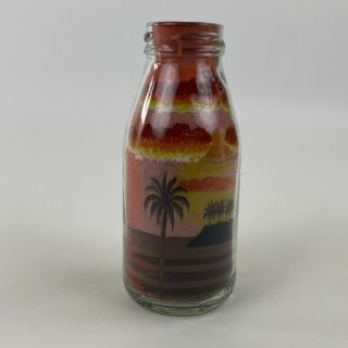 Vintage Sand Art Bottle Fortaleza Brazil Sunset Tropical Scene Palm Trees 2000 3