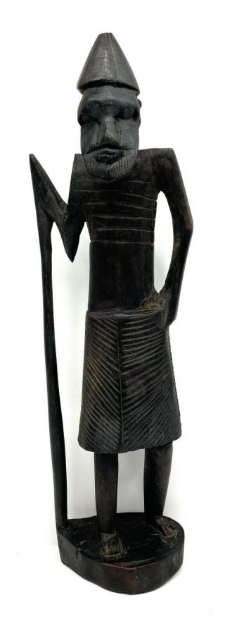 African Tribal Figurine Vintage Hand Carved Statue Ebony Wood In Tanganyika