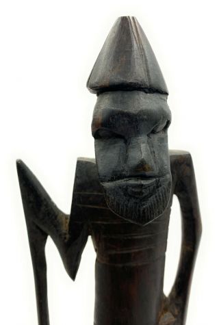 African Tribal Figurine Vintage Hand Carved Statue Ebony Wood In Tanganyika 2