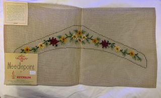 Vintage Needlepoint Clothes Hanger Cover On Canvas By Reynolds - Semi - Complete