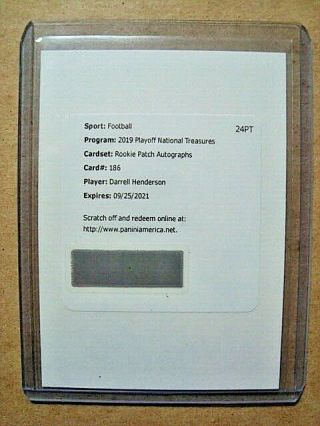 2019 Darrell Henderson National Treasures Rookie Autograph Patch Rc Auto /99