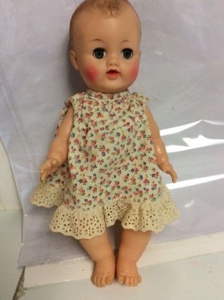 Vtg Ideal 10” Betsy Wetsy Baby Doll Rubber Body,  Head Molded Hair 1950 