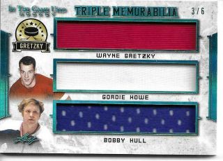 2020 - 21 Leaf Itg Hockey Gretzky / Howe / Hull Triple Memorabilia 3/6