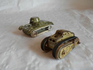 Vintage Tinplate Clockwork Tanks 1930s Gama T56 And Joustra 1950s To Restore