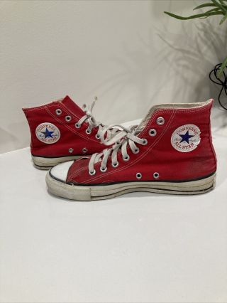 Vintage Converse All Star High Top Chuck Taylor Red Sz Us 7.  5 Made In Usa 9women