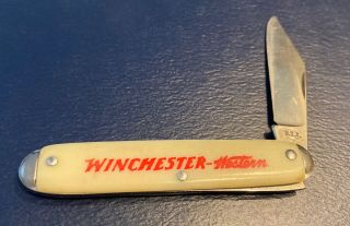 Vintage Winchester Western Gun Rifle Advertising Pocket Knife Single Blade Usa