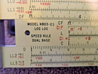 Vintage PICKETT MODEL N803 - ES Metal Slide Rule w/ Leather Case USA 3