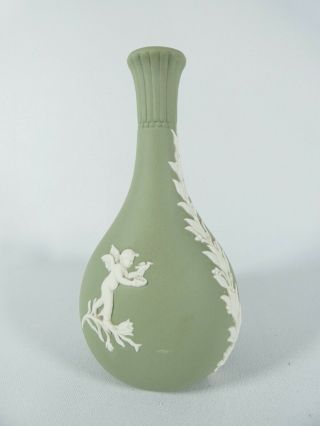 Vintage Wedgwood Jasperware Sage Green Bud Vase Cherubs Angels Jasper Ware Small