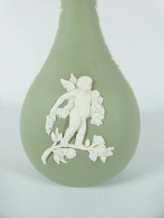 Vintage Wedgwood Jasperware Sage Green Bud Vase Cherubs Angels Jasper Ware Small 3