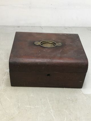 Antique Vintage Wooden Writing Slope Box For Restoration Includes Key