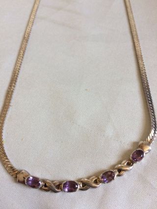 Old Vintage Sterling Silver 925 Necklace Set With Amethyst Stones,