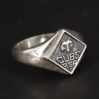 Vtg Sterling Silver - Bsa Boy Scouts Of America Cubs Ring Size 6 - 4.  5g