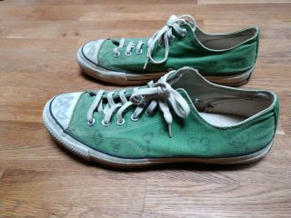 Vintage Converse All Star Tennis Sneakers/shoes Green Size 11 - 1/2 Old Heavy