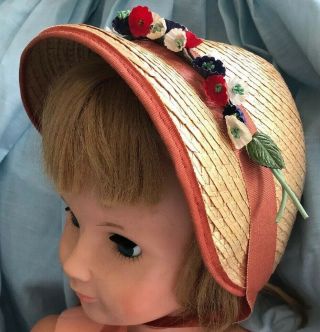 Vintage Red White Blue Straw Childs Hat