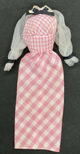 Vintage 1970s MATTEL Quick Curl Barbie Doll w Pink & White Checked Dress 4220 3