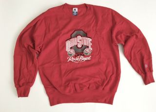 Vintage Champion Mens Large Ohio State Buckeyes Rose Bowl 1997 Sweatshirt Red