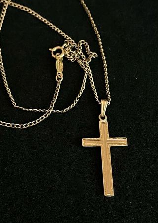 Vintage B.  A.  B 12k Gold Filled Cross Crucifix Pendant Necklace Marked 18 " K03