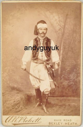 Cabinet Card Ottoman Turkish Soldier Bexleyheath Military Antique Photo Sword
