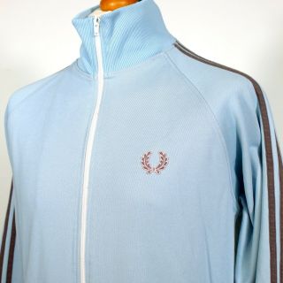 Fred Perry Twin Taped Track Jacket (m/l - Sky Blue) 60s Mod Scooter 80s Casuals