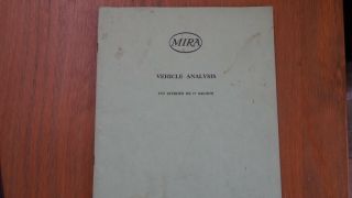 Vintage Mira Citroen Ds19 Saloon Vehicle Analysis Book - 1957