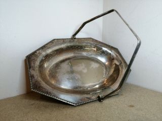 Antique Epns Silver Plated Oval Serving Tray With Swing Arm Handle
