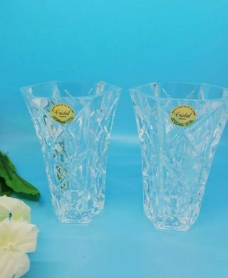 2 Vintage Cristal France Lead Crystal Echt Bleikristall 5 " Vases
