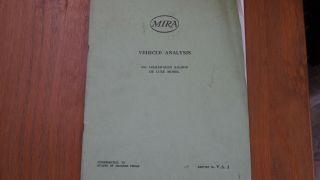Vintage Mira Volkswagen Beetle Deluxe Vehicle Analysis Book - 1956
