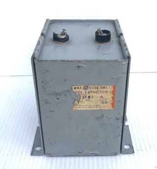 Vintage General Electric Ge 3f82 Pyranol Oil Capacitor 50 Mu - F High Voltage Vdc