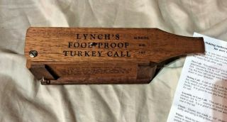 Lynch’s M.  L.  Fool Proof Model 101 Turkey Call Liberty Mississippi Vintage