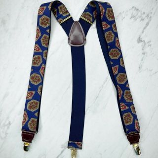 Cas Germany Multicolor Vintage Pattern Stretch Clip Suspenders Braces