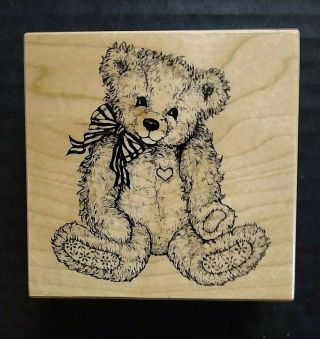 Psx Rubber Stamp Teddy Bear With Bow Vintage G - 1174 Personal Stamp Exchange