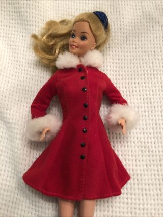 Vintage Mattel Barbie Magnificent Red Coat With White Fur Trim - No Doll